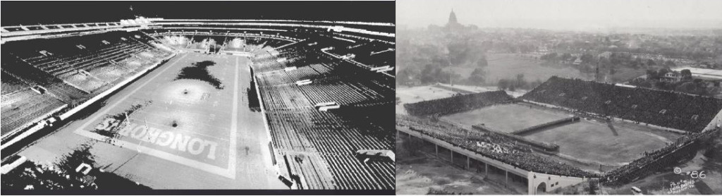 Scans of the UT Austin Stadium and historic photos of the stadium from the 1930's that will be used to recreate the stadium and match camera locations.